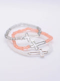 Beaded Silver Cross Bracelet