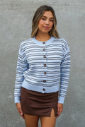 Lennox Stripe Button Up Cardigan