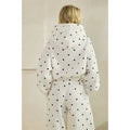 Polka Dot Bubble Hem Knit Hoodie