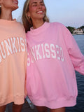 Sunkissed Coconut Pink Varsity Embroidered Mockneck