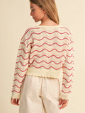 Girls Wavy Pullover Knit Sweater