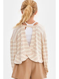 Striped Open Back Brushed Knit Top