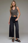 NORI Black Clean Cropped Wide leg Jean by Hidden