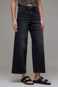 NORI Black Clean Cropped Wide leg Jean by Hidden