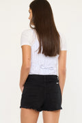 Black Frey Hem High Rise Shorts by KanCan