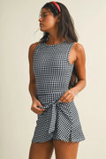 Christy Gingham Print Tie Front Dress