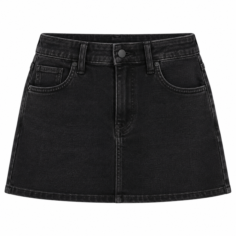 Maggie Classic Denim Skort in Washed Black