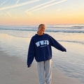 "WWJD" Heavy Weight Mockneck Crew Sweatshirt in Navy