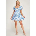 Flower Print Puff Sleeve Mini Dress