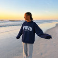 "WWJD" Heavy Weight Mockneck Crew Sweatshirt in Navy