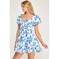 Flower Print Puff Sleeve Mini Dress