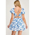 Flower Print Puff Sleeve Mini Dress