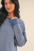 Striped Cutout Back Layering Sweatshirt