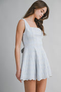 Lillian Embroidered Square Neck Line Mini Dress