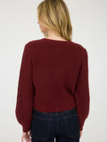 Cable Knit Bow Sweater in Burgundy