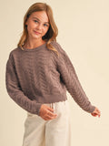 Girls Wavy Knitwear Pull Over in Brown
