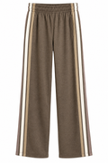 Rustic Brown Stripe Wide Leg Fleece Pant by Vintage Havana
