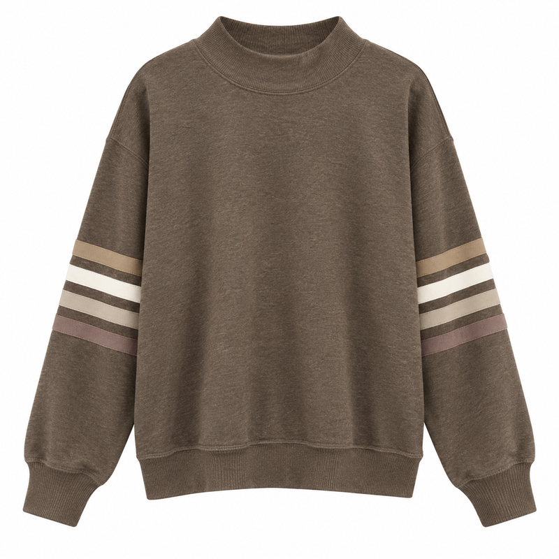 Rustic Brown Stripe Crew Neck Pullover by Vintage Havana