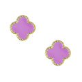 Purple Four Leaf Clover Stud Earrings by Lily Nily