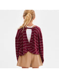Striped Open Back Brushed Knit Top