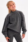 Girls Cotton Terry Mock Neck Sweatshirt