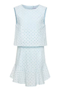 Cleo Dress in Light Aqua Eyelet by Pleat