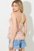 Floral Spaghetti Strap Ruffle Top