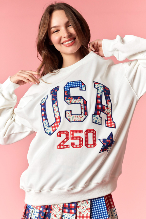 USA Patchwork Sweatshirt by Peach Love California