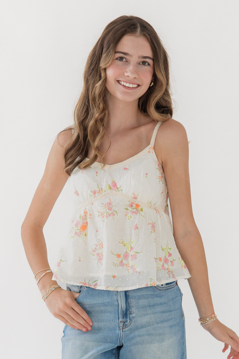 Katie J NYC Juniors Bloom Top in Vintage Wildflower