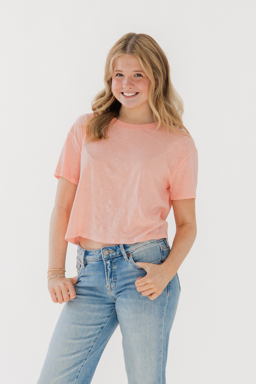 Katie J NYC Juniors Fearless Tee in Apricot Blush