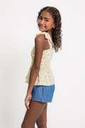 Girls Bow Shoulder Peplum Top