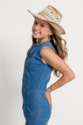Front Zip Denim Romper