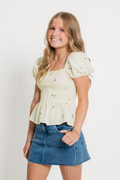 Maddie Embroidered Puff Sleeve Top