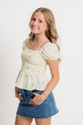 Maddie Embroidered Puff Sleeve Top