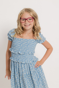 The Berkley Dress in Light Blue Ditsy by Miss Behave