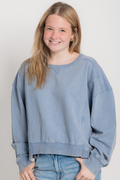 Acid Wash Seam Detail Crew Neck Sweatshirt