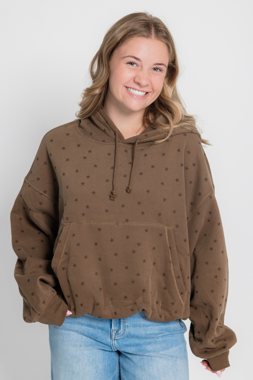 Star Print Bubble Hoodie