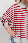 Striped Mock Neck Sweatshirt