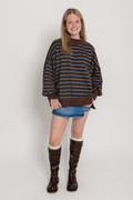Striped Mock Neck Sweatshirt