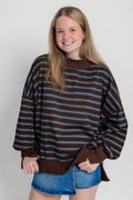 Striped Mock Neck Sweatshirt