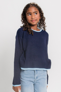 Katie J Girls Nova Sweater in Evening Blue/Baby Blue