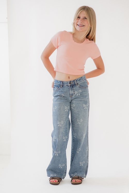 Katie J Girls Chicago Bow Print Jeans