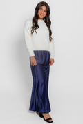 Joey Navy Satin Maxi Skirt by THEME