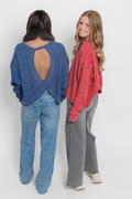 Mineral Wash Waffle Open Back Top