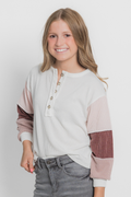 Multi Color Ribbed Puff Sleeve Top by Love Daisy