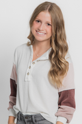 Multi Color Ribbed Puff Sleeve Top by Love Daisy