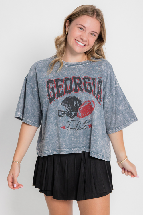 Georgia Football Mineral Graphic Crop Tee