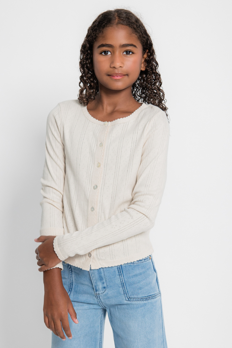 Katie J Girls Marina Button Down in Off White