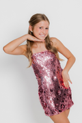 Lena Pink Flower Sequin Dress by THEME
