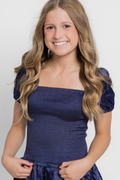 Lexi Navy Satin Smocked Dress by THEME